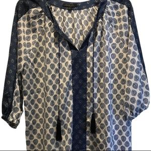 Rachel Zoe Blue Paisley Tasseled Maternity Tunic